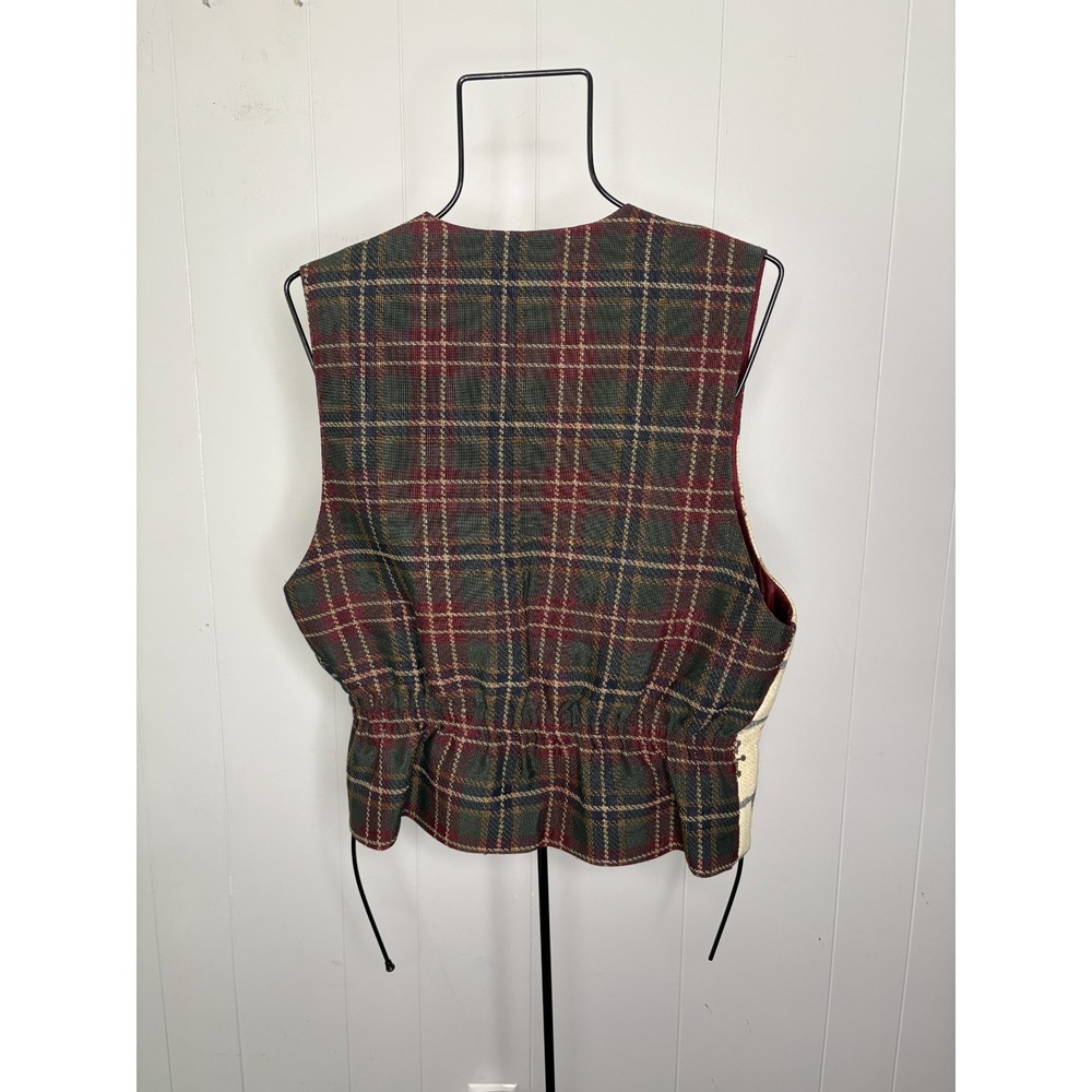 Vintage‎ On the Verge Sz L Santa Teddy Bear Train Toys Vest Plaid Christmas - Picture 6 of 8